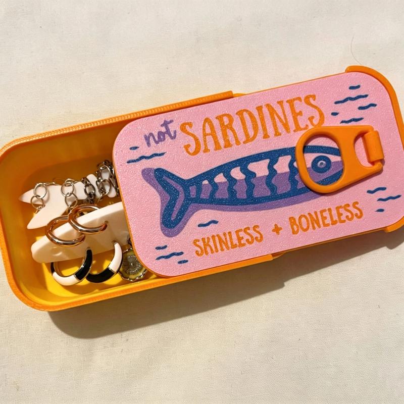 Tin Container Lid - Sardalya teneke takı kutusu 3D baskılı