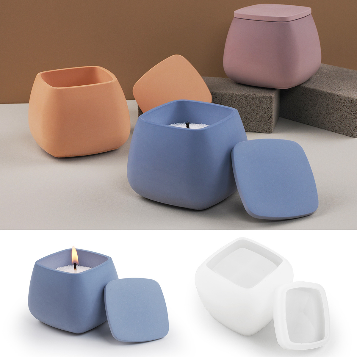 Candle Making Jars With Lids - Kare Mum Kavanoz silikon kalıp DIY