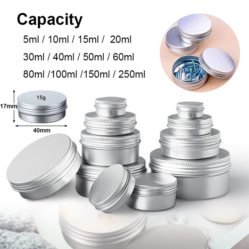 Tin Container Lid - 1/5/10 adet 5-250 ml Boş Gümüş