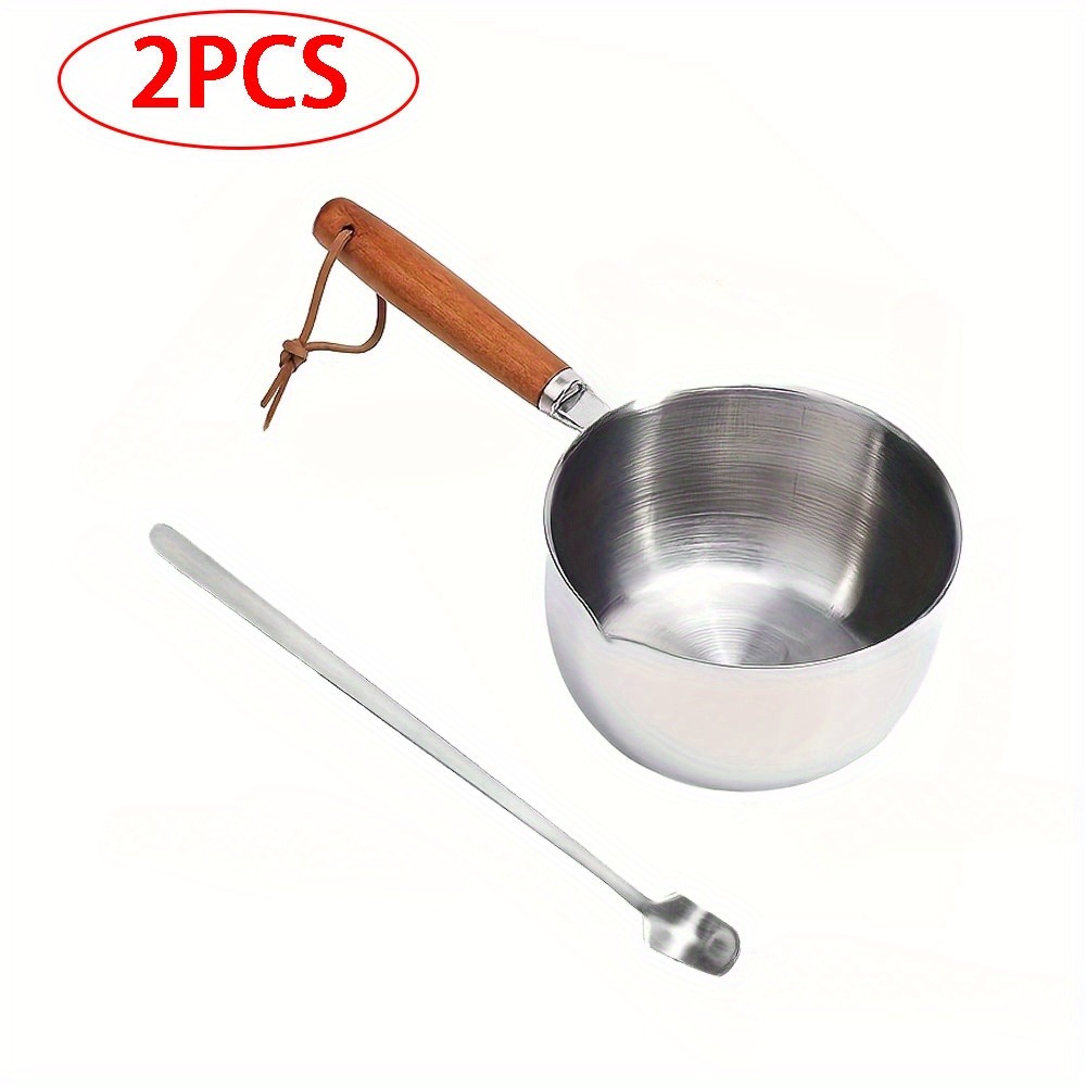 Candle Making Jug - 2 ADET/SET Ahşap Saplı Balmumu Eritme