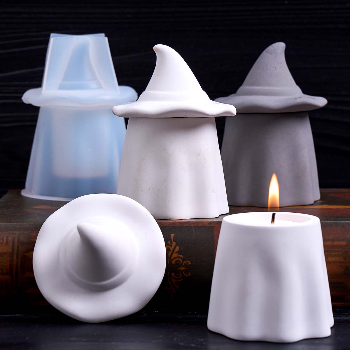 Candle Making Jars With Lids - Hayalet Büyücü Mum Kavanozu Silikon Kalıp,