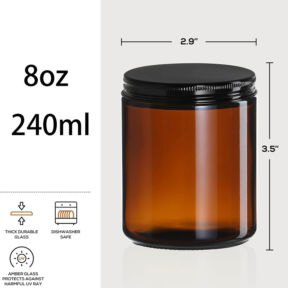 8oz Amber Cam Kavanozlar Siyah - Candle Making Jars With Lids incelemesi ve fiyatı